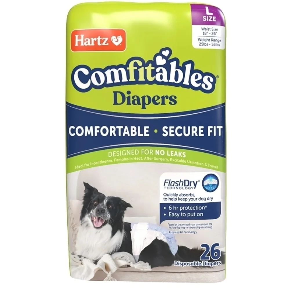 Hartz Comfitables NIP Denim Design Disposable Dog Diapers Size Large- 26ct